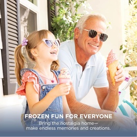 Grandfather and young girl enjoying ice cream cones outdoors, lifestyle image for Ninja Swirl by CREAMi 13-in-1 Ice Cream Maker.