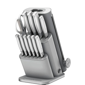 StaySharp 13-Piece Knife Block Set Removable Sharpener White/Grey