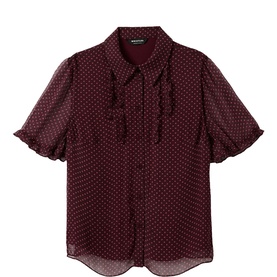 Polka Dot Sheer Frilled Shirt