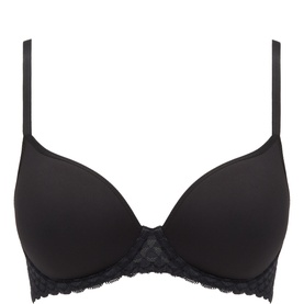 Simone Perele Noir plunge bra with smooth moulded cups and delicate lace trim along the underwire and straps.