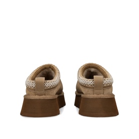 UGG Australia women's shoes in multi, rear view showing tan suede and woven mesh heel detail on a chunky brown sole