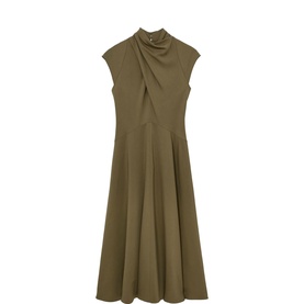 Alma Pleat Detail Flared Dress