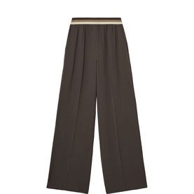 Sonnie Striped Waistband Mid-Rise Wide Leg Trousers