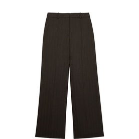 Dawson Herringbone Mid-Rise Wide Leg Trousers