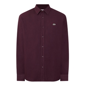 Lacoste Casual Shirt in Oxalis burgundy, 100% cotton, long sleeves, button-front, classic collar with embroidered crocodile logo