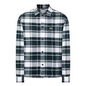 Lacoste Casual Shirt in Flour white and green tartan check, long sleeves, button front, embroidered crocodile logo