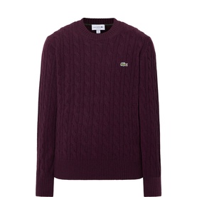Croc Logo Cable Knitted Wool Sweater
