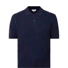 Croc Logo Cable-Knit Polo Shirt