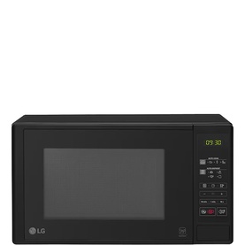 LG 20L 700W Microwave Oven With Grill in black, featuring digital display, control panel with buttons, and dark tinted door window