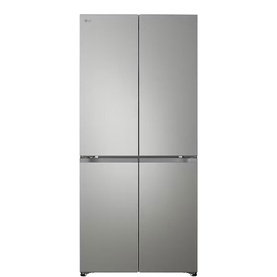 LG 580L Fit & Max Multi Door Fridge Freezer in silver, four-door design with bar handles, front-facing view