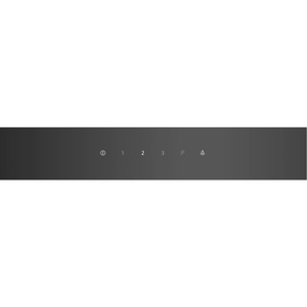 Neff 90cm Chimney Cooker Hood in silver, close-up of touch control panel with illuminated settings icons on dark fascia.