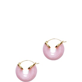 ANNI LU Rose Blush hoop earrings with large round resin discs and gold-tone wire fittings