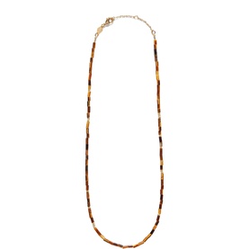 ANNI LU necklace in Eye Of The Tiger, slim beaded chain with warm amber, brown and gold tones, gold-tone lobster clasp