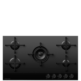 Series 9 90cm 5 Burner Gas on Glass Hob Black