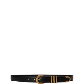 Metal Keeper Leather Skinny Belt
