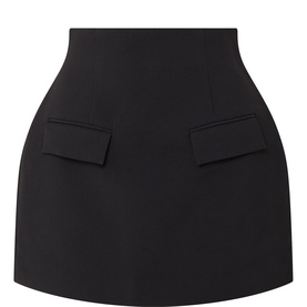 Odd Muse black mini skirt with high waist, structured silhouette and twin faux welt pockets