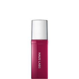 Haus Labs Atomic Shake Lip Lacquer in Berry, slim rectangular lip gloss bottle with silver cap and deep magenta casing
