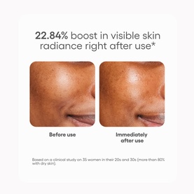 Laneige Face Mist before and after result showing 22.84% boost in visible skin radiance immediately after use