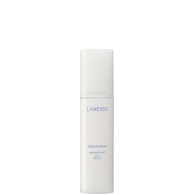 Laneige Cream Skin Toner Mist in a white pump bottle with light blue text detailing on a white background.
