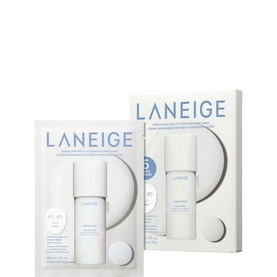 Laneige Skincare Value Set featuring face mask sheet and serum, shown in two white gift boxes with blue accents