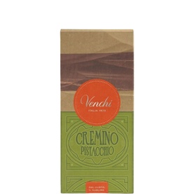 Venchi Cremino Pistacchio chocolate bar in kraft and green illustrated packaging with orange logo panel