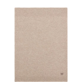 Max Mara Weekend honey cashmere blanket scarf with ribbed border trim and small logo detail