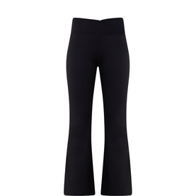 Tala leggings in Shadow Black, high crossover waistband, flared leg, 75% nylon 25% elastane