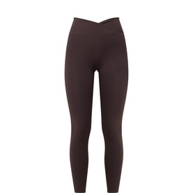 Tala leggings in Americano brown with crossover high waistband and cropped length, in 75% nylon 25% elastane fabric