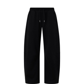 Tala black cotton sweat bottoms with drawstring waist and wide-leg silhouette