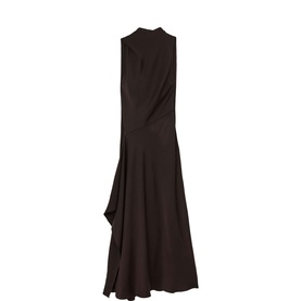 Sabine Satin Cape Detail Flared Dress