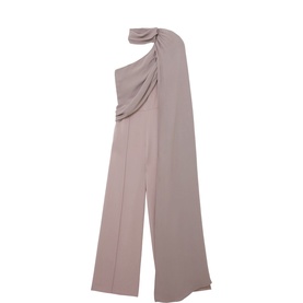 Carrie One Shoulder Draped Wide Leg Jumpsuit