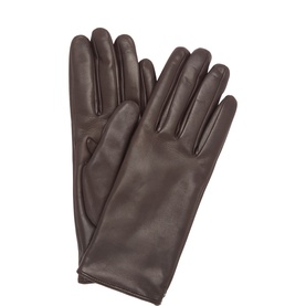 Gala Gloves chocolate nappa leather gloves with cashmere and wool blend lining, smooth finish with stitch detailing