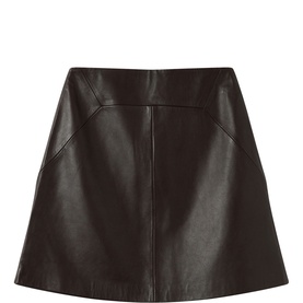 Leather A-Line Mini Leather Skirt