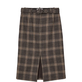 Sandor Belted Check Pencil Skirt