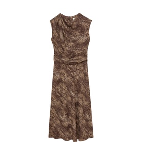 Camie Draped Printed Flared Dress