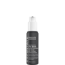 Paula's Choice Skin Perfecting 1% BHA Gentle Exfoliating Gel Toner in a dark pump bottle, 100ml