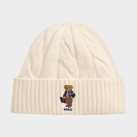 Polo Bear Logo Cable Knitted Beanie Hat