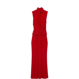 Starla Sheer Ruched Sash Flared Dress