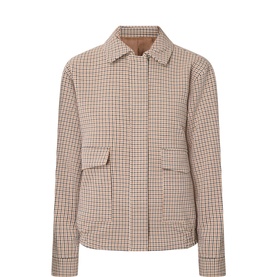 Selected Femme Monks Robe check jacket with zip front, shirt collar, and twin flap pockets