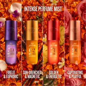 Sol De Janeiro Cheirosa 62 Intense Perfume Mist shown alongside three other Cheirosa Intense Perfume Mists in a four-bottle lineup
