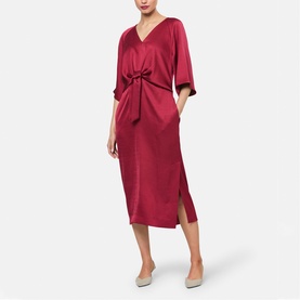 Aibhe Satin Tie Front Flared Dress