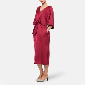 Aibhe Satin Tie Front Flared Dress