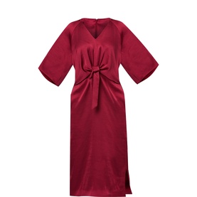 Aibhe Satin Tie Front Flared Dress