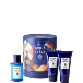 Acqua Di Parma Fico di Amalfi Gift Set with eau de toilette spray, shower gel, and body lotion in blue geometric gift box