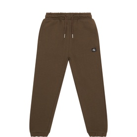 Calvin Klein Wren cotton sweat bottoms, khaki brown joggers with elasticated waistband, drawstring, and cuffed ankles