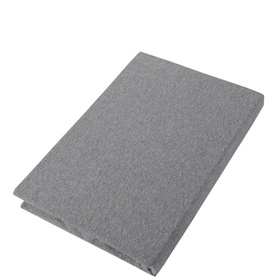Grey marl fitted sheet folded flat, showing textured jersey fabric finish