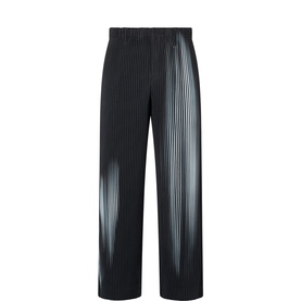 Issey Miyake Shadow Black pleated wide-leg trousers with ombre gradient effect and elasticated waistband