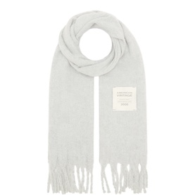 American Vintage scarf in Gris Chine Noir L, soft woven texture with fringe ends and branded label patch