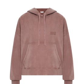 American Vintage hoodie in Noyer Vintage, washed mauve cotton with kangaroo pocket, drawstring hood and tonal chest logo