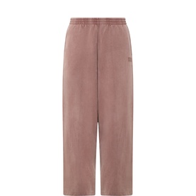 American Vintage trousers in Noyer Vintage, wide-leg silhouette with elasticated waistband and tonal logo embroidery, 100% cotton
